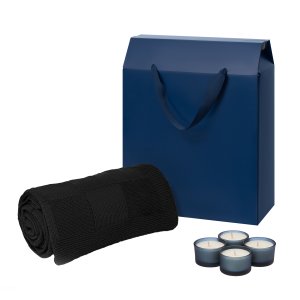 Подарочный набор Sento, Cella, синий (свечи, плед) Подарочный набор Sento, Cella, синий (свечи, плед)