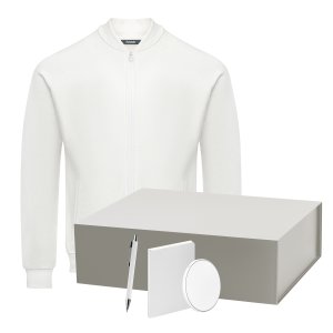Набор с одеждой TORRES (толстовка, зарядное устройство, блокнот, ручка), белый/серебряный, M Набор с одеждой TORRES (толстовка, зарядное устройство, блокнот, ручка), белый/серебряный, M