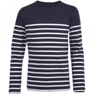 Футболка детская с длинным рукавом Matelot LSL Kids, синяя с белым Футболка детская с длинным рукавом Matelot LSL Kids, синяя с белым