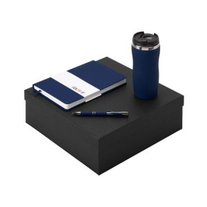 Подарочный набор с блокнотом С2, металлической ручкой и термокружкой, темно-синий Подарочный набор с блокнотом С2, металлической ручкой и термокружкой, темно-синий