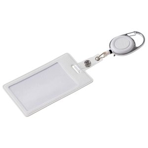 Бейдж с рулеткой-карабин Favor, белый