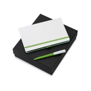 Подарочный набор Jacque white 2.0. с ручкой и блокнотом, зеленое яблоко