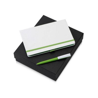 Подарочный набор Jacque white 2.0. с ручкой и блокнотом, зеленое яблоко