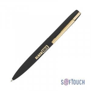 Ручка шариковая "Mercury", покрытие soft touch, цвет черный с золотом