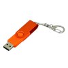 USB 2.0- флешка промо на 64 Гб с поворотным механизмом и однотонным металлическим клипом, оранжевый