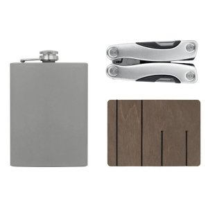 Набор с мультитулом и фляжкой Путешественник 2.0., серый