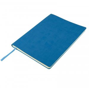 Бизнес-блокнот "Biggy", B5 формат, голубой, серый форзац, мягкая обложка, в клетку