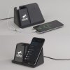 Карандашница "Black Star" с беспроводным (10W) зарядным устройством, вентилятором и лампой, с подсветкой логотипа, цвет черный