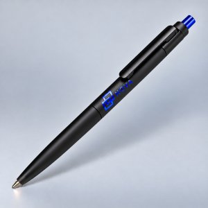 Ручка шариковая из пластика и металла Шэдоу soft-touch, черный/синий