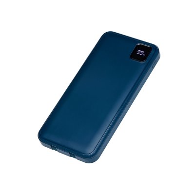 Внешний аккумулятор со встроенными кабелями Фрэйм, 10000мач, темно-синий