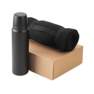 Подарочный набор с термосом и пледом Serenity, черный Подарочный набор с термосом и пледом Serenity, черный