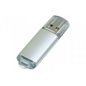 USB 2.0- флешка на 64 Гб с прозрачным колпачком, серебристый