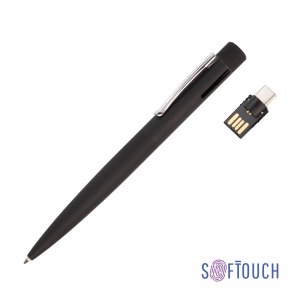 Ручка шариковая "Secret" с флеш-картой OTG 32Gb (USB2.0/Type-C), покрытие soft touch, цвет черный