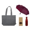 Подарочный набор с зонтом и термобутылкой в шопере, бордовый Подарочный набор с зонтом и термобутылкой в шопере, бордовый