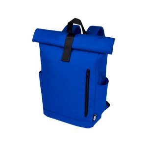 Рюкзак Byron 15,6 объемом 18 л со скручиваемым верхом, изготовленный из переработанного ПЭТ по стандарту GRS, синий