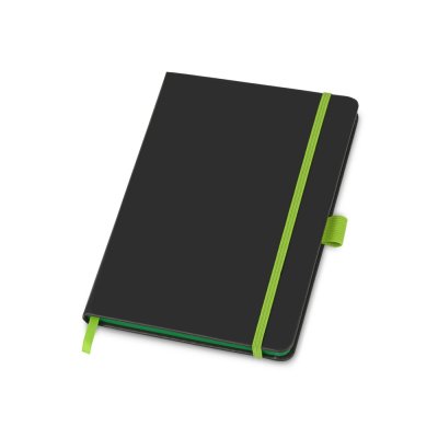 Блокнот ColorNote Black, твердая обложка A5, 80 листов, черный с зеленым яблоком