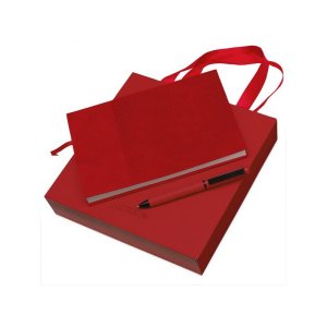 Набор блокнот в гибкой обложке А5 и металлическая шариковая ручка Nabokov, красный