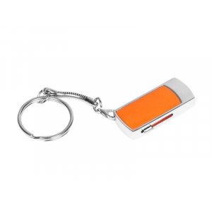 USB 2.0- флешка на 8 Гб с выдвижным механизмом и мини чипом, оранжевый/серебристый