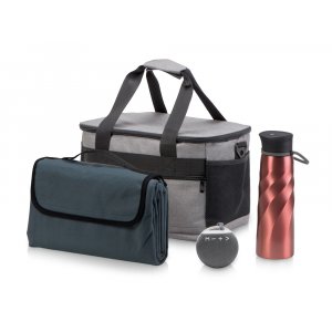 Подарочный набор с пледом и колонкой в сумке - холодильнике Musical trek, красный Подарочный набор с пледом и колонкой в сумке - холодильнике Musical trek, красный