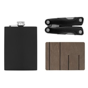 Набор с мультитулом и фляжкой Путешественник 2.0., черный