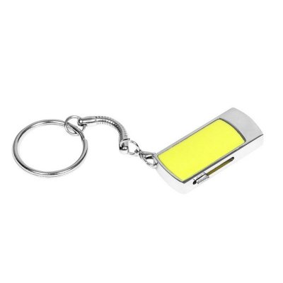 USB 2.0- флешка на 32 Гб с выдвижным механизмом и мини чипом, серебристый/желтый