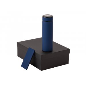 Подарочный набор с термосом и повербанком С1, темно-синий Подарочный набор с термосом и повербанком С1, темно-синий