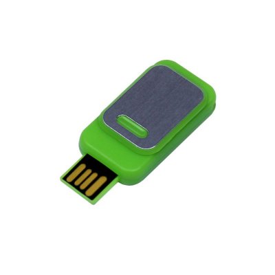 USB 2.0- флешка промо на 8 Гб прямоугольной формы, выдвижной механизм, зеленый