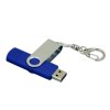 USB 2.0- флешка на 16 Гб с поворотным механизмом и дополнительным разъемом Micro USB, синий/серебристый