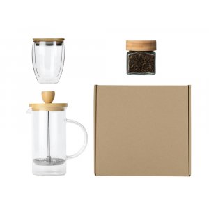 Подарочный набор с френчпрессом, стаканом и чаем Подарочный набор с френчпрессом, стаканом и чаем