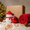 Набор подарочныйSNOWTIME: плед, кружка-снеговик, шар елочный в подарочной коробке