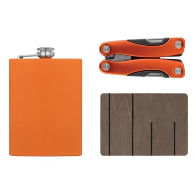 Набор с мультитулом и фляжкой Путешественник 2.0., оранжевый