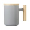 Кружка с ручкой и крышкой из каучукового дерева Jeny, серый