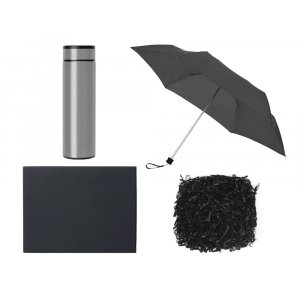 Подарочный набор с зонтом и термосом, серый Подарочный набор с зонтом и термосом, серый