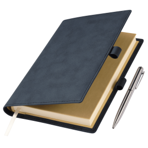 Ежедневник-портфолио Clip NEO недатированный в подарочной коробке, синий (в комплекте ручка Sonata BP серебро)