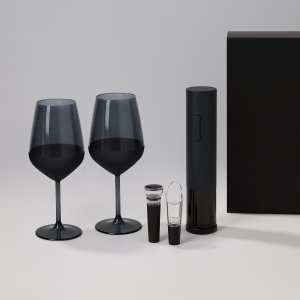 Подарочный набор 2 бокала для вина Black Edition + набор для вина Sacramento в черной коробке