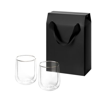 Подарочный набор 2 стеклянных стакана Lungo в коробке-пакете