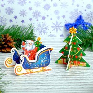Конструктор фигурки"Сани Деда мороза" 3Д3564572