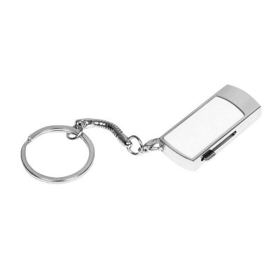 USB 2.0- флешка на 16 Гб с выдвижным механизмом и мини чипом, серебристый/белый