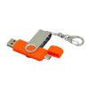 USB 2.0- флешка на 64 Гб с поворотным механизмом и дополнительным разъемом Micro USB, оранжевый/серебристый