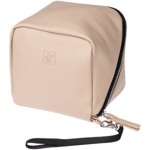Дорожная косметичка Cubo, бежевая с логотипом Дорожная косметичка Cubo, бежевая с логотипом
