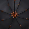 Зонт-трость Hidecolor с цветными спицами, черный с оранжевым