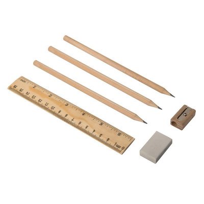 Канцелярский набор DONY -карандаши, линейка, точилка, ластик, дерево/переработанный картон