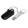 USB 2.0- флешка на 16 Гб в массивном корпусе с кожаным чехлом, черный/серебристый