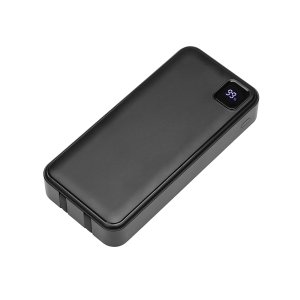 Внешний аккумулятор со встроенными кабелями Фрэйм Про, быстрая зарядка, 20000мач, черный