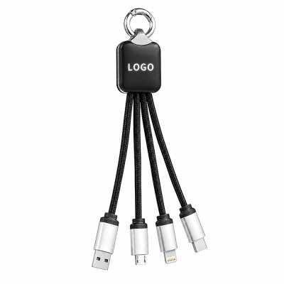 Кабель - брелок Plug с подсветкой гравировки, черный