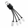 Кабель - брелок Plug с подсветкой гравировки, черный