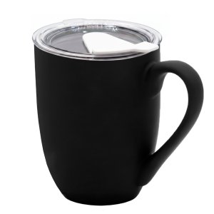 Кружка с крышкой Velvet Duo, софт-тач, чёрная/белая