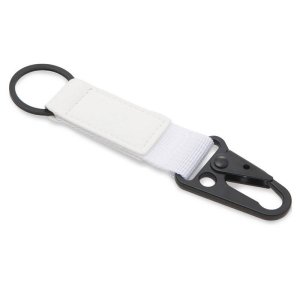 Брелок-ремувка Carabinier из ткани с вставкой из экокожи и карабином, белый