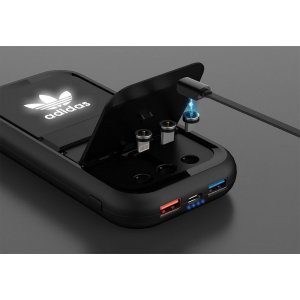 Беспроводное ЗУ "Fast & Furious", 10000 mAh, с быстрой (22.5W/15W) зарядкой, с магнитным кабелем и набором переходников, с подсветкой логотипа, цвет чер