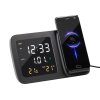 Настольные часы "Smart Screen" с беспроводным (15W) зарядным устройством, гигрометром, термометром, календарём, с подсветкой логотипа, цвет че